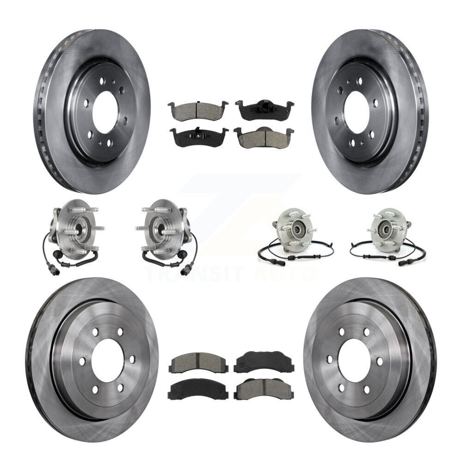 Front Rear Hub Bearing Brake Rotor & Pad Kit (10Pc) For Ford Expedition Lincoln Navigator KBB-125331