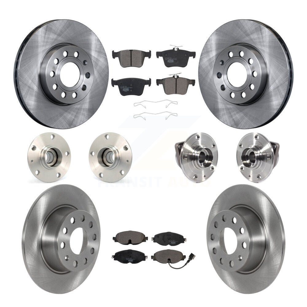 Front Rear Hub Bearing Brake Rotor And Pad Kit (10Pc) For 2019-2021 Volkswagen Jetta 1.4L KBB-125337