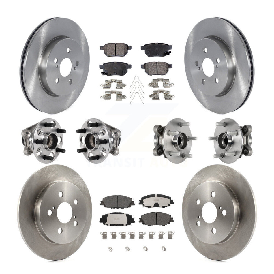 Front Rear Hub Bearing Disc Brake Rotor & Pad Kit (10Pc) For 2020-2022 Toyota Prius Prime KBB-125349