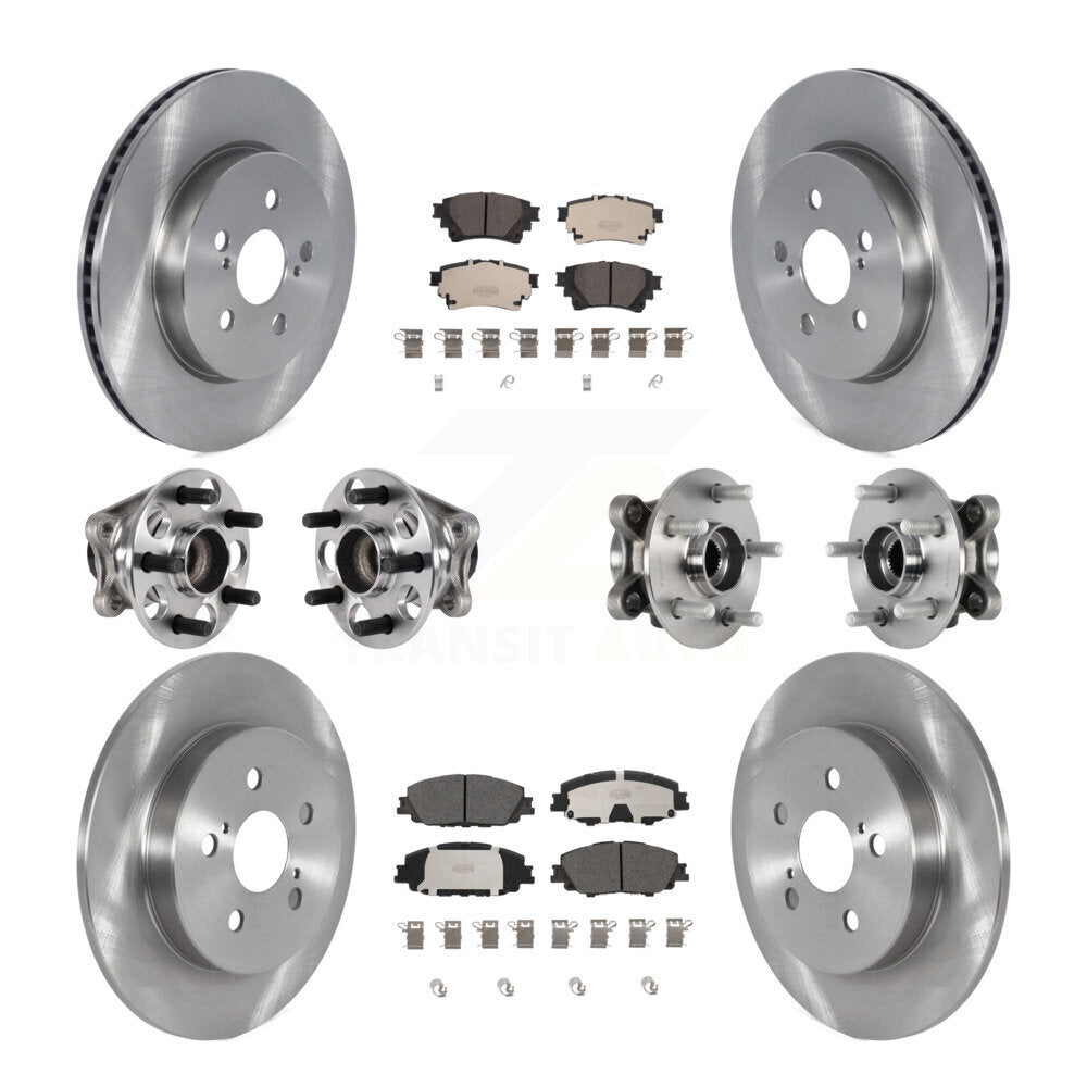 Front Rear Hub Bearings Disc Brake Rotors And Ceramic Pads Kit (10Pc) For Toyota Corolla KBB-125350