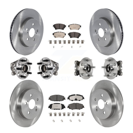 Front Rear Hub Bearings Disc Brake Rotors And Ceramic Pads Kit (10Pc) For Toyota Corolla KBB-125350