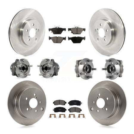 Front Rear Hub Bearing Brake Rotor & Pads Kit (10Pc) For 2020 Subaru Crosstrek GAS engine KBB-125357