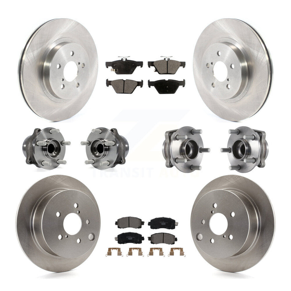 Front Rear Hub Bearing Brake Rotor & Pads Kit (10Pc) For 2020 Subaru Crosstrek GAS engine KBB-125357