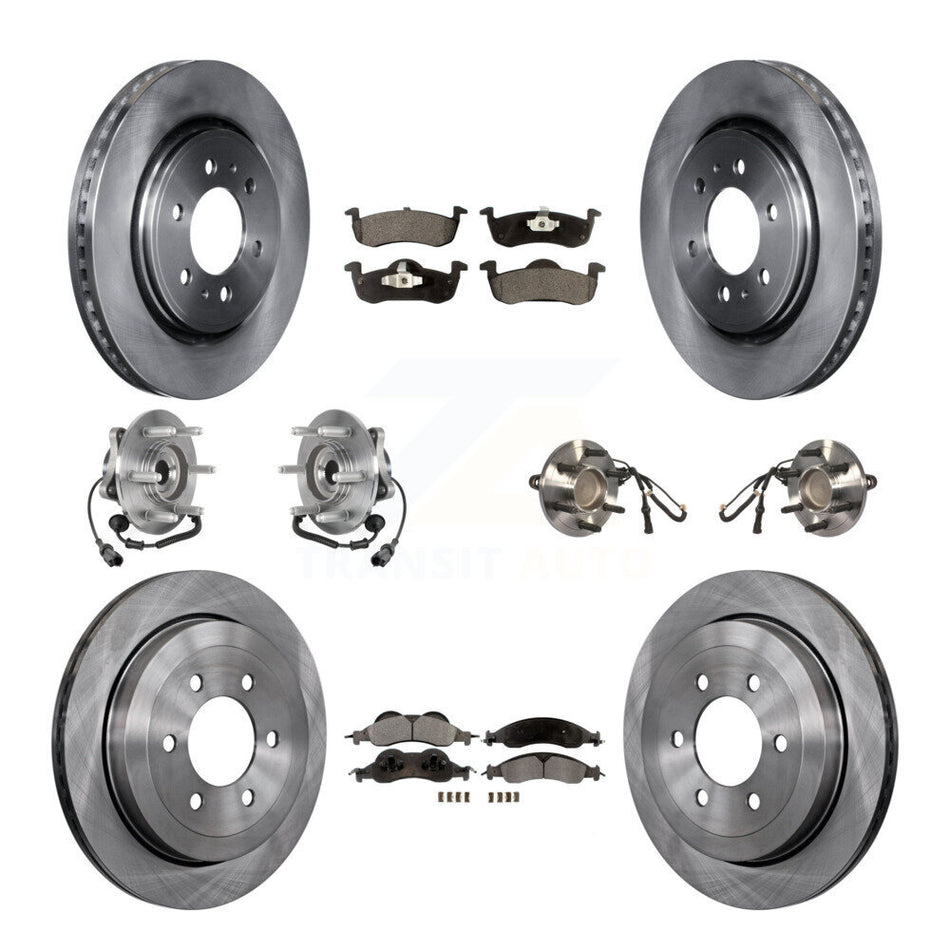 Front Rear Hub Bearing Brake Rotor & Pad Kit (10Pc) For Ford Expedition Lincoln Navigator KBB-125359