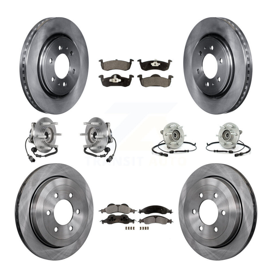 Front Rear Hub Bearing Brake Rotor & Pad Kit (10Pc) For Ford Expedition Lincoln Navigator KBB-125360