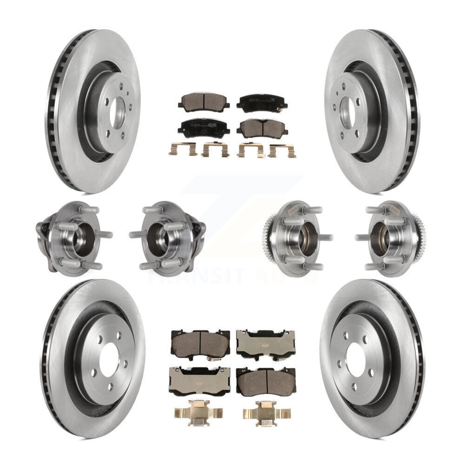 Front Rear Hub Bearing Brake Rotor Pads Kit (10Pc) For Ford Mustang Without Brembo Brakes KBB-125366