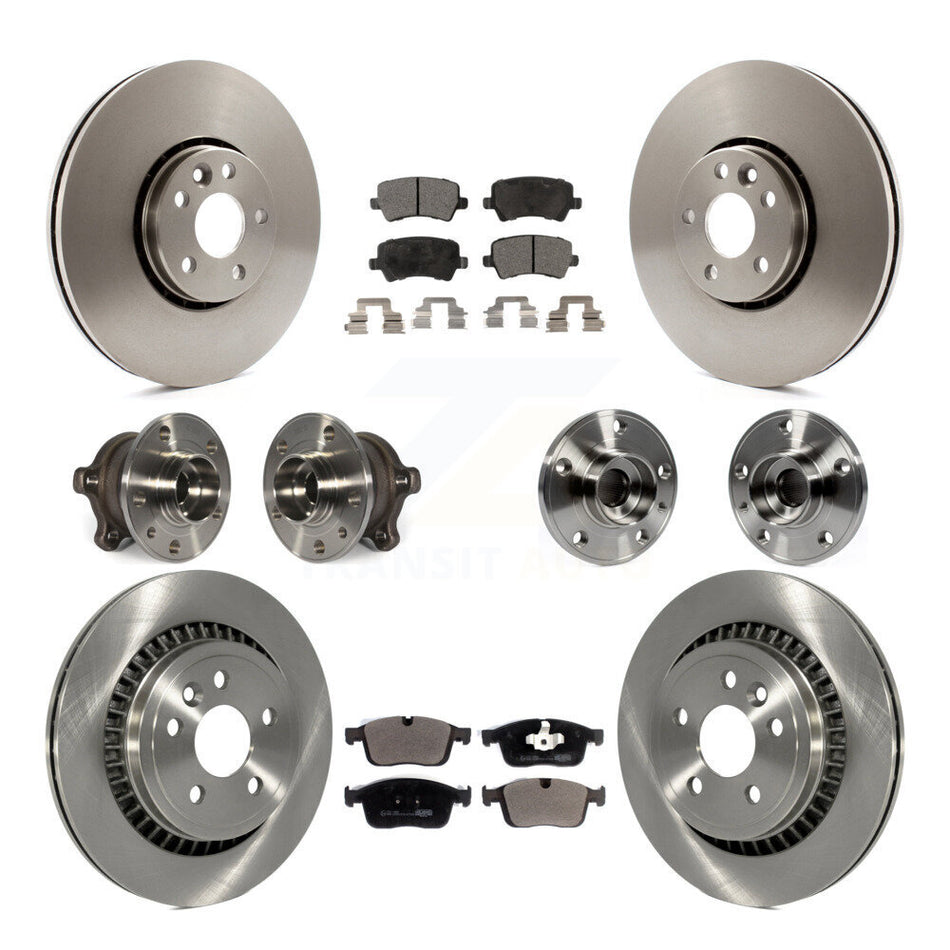 Front Rear Hub Bearings Disc Brake Rotors And Pads Kit (10Pc) For 2017 Volvo XC60 AWD KBB-125383