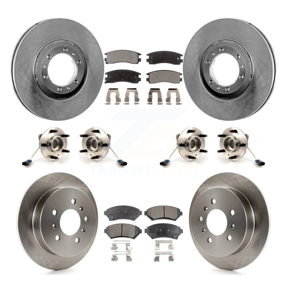 Front Rear Hub Bearing Disc Brake Rotors And Pads Kit (10Pc) For 2001 Pontiac Montana AWD KBB-125396