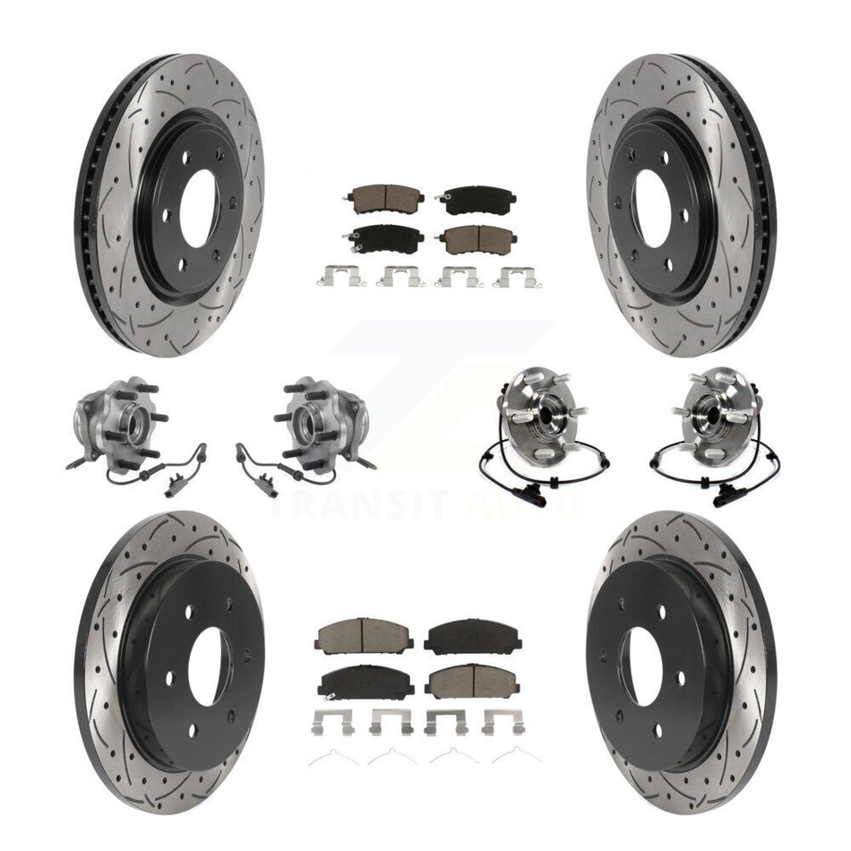 Front Rear Hub Bearing Coat Brake Rotor Pad Kit (10Pc) For Nissan Armada With Solid KBB-125447
