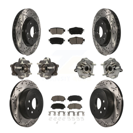 Front Rear Hub Bearing Coat Brake Rotor Pads Kit (10Pc) For Nissan Rogue Sport S with AWD KBB-125454