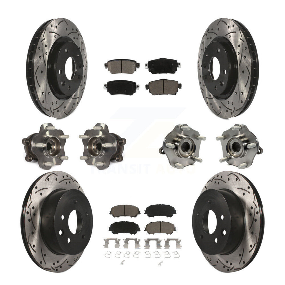 Front Rear Hub Bearing Coat Brake Rotor Pads Kit (10Pc) For Nissan Rogue Sport S with AWD KBB-125454