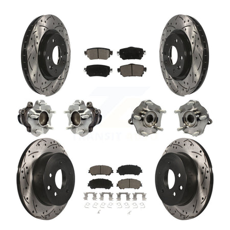 Front Rear Hub Bearing Coat Brake Rotor Pads Kit (10Pc) For Nissan Rogue Sport S with FWD KBB-125456