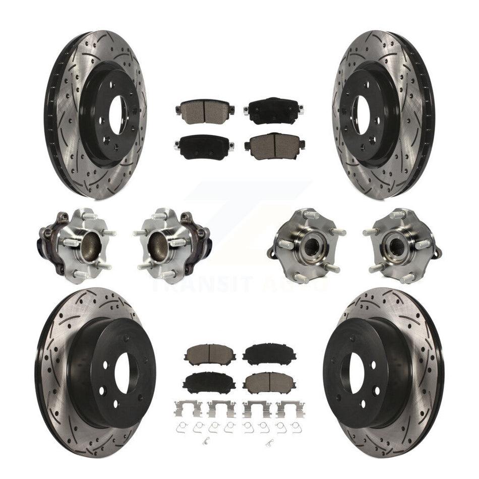 Front Rear Hub Bearing Coat Brake Rotor Pads Kit (10Pc) For Nissan Rogue Sport S with FWD KBB-125456