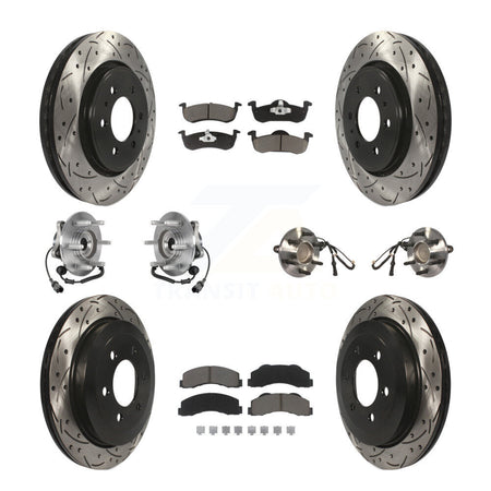 Front Rear Hub Bearing Coated Brake Rotor Pads Kit (10Pc) For Ford Expedition Lincoln RWD KBB-125464
