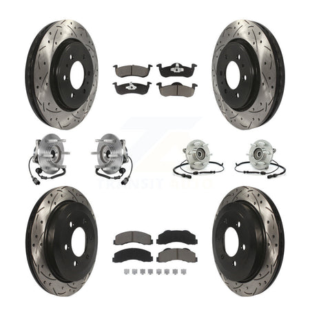 Front Rear Hub Bearing Coated Brake Rotor Pads Kit (10Pc) For Ford Expedition Lincoln 4WD KBB-125465