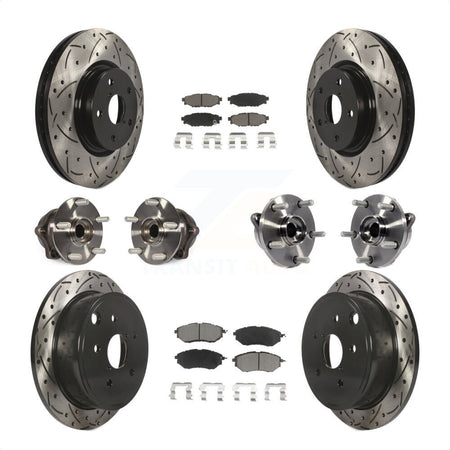 Front Rear Hub Bearing Coated Disc Brake Rotor And Ceramic Pads Kit (10Pc) For Subaru WRX KBB-125466