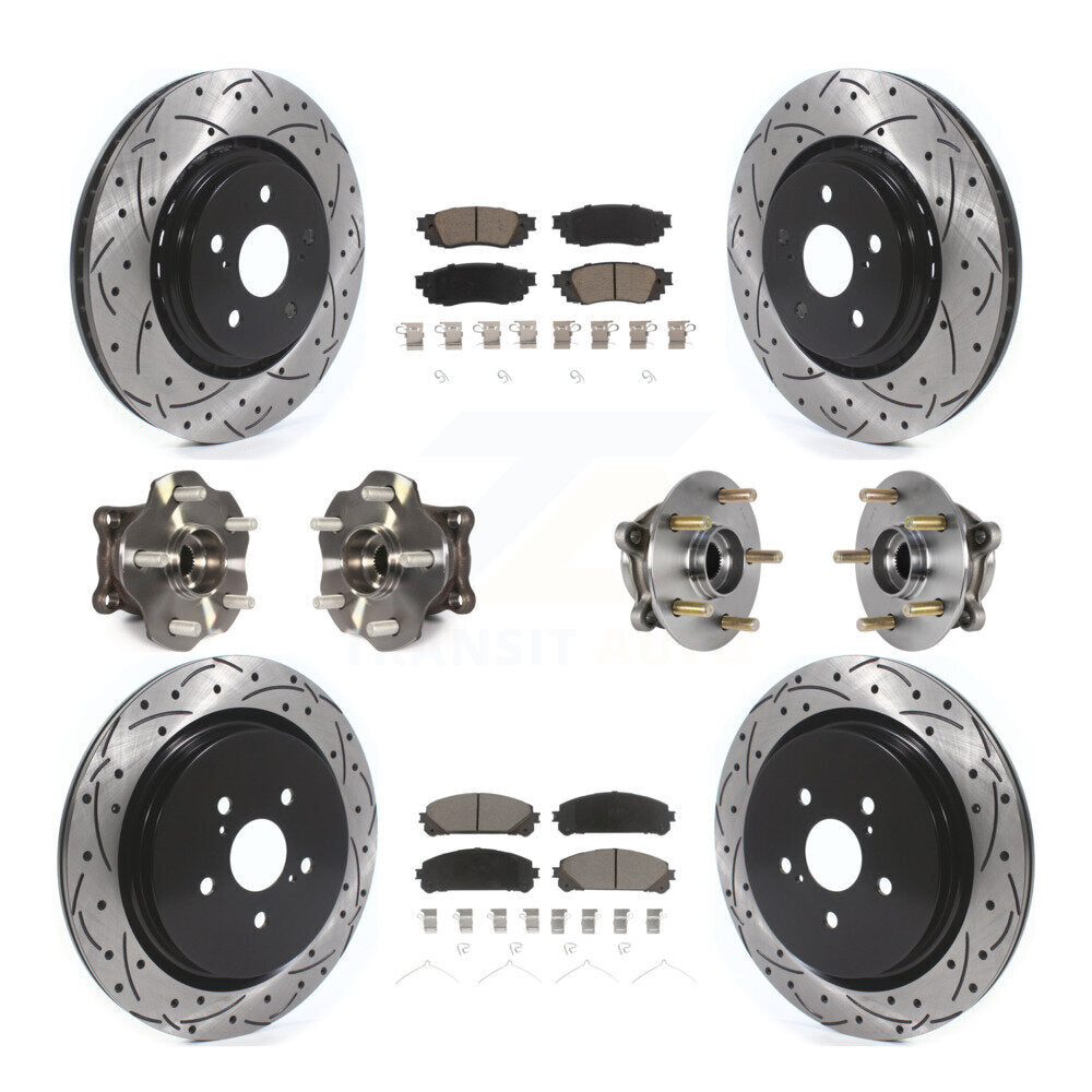Front Rear Hub Bearing Coated Brake Rotor & Pads Kit (10Pc) For Lexus RX350 RX450h RX350L KBB-125478