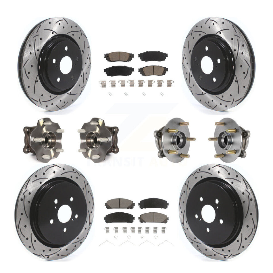Front Rear Hub Bearing Coated Brake Rotor & Pads Kit (10Pc) For Lexus RX350 RX450h RX350L KBB-125478