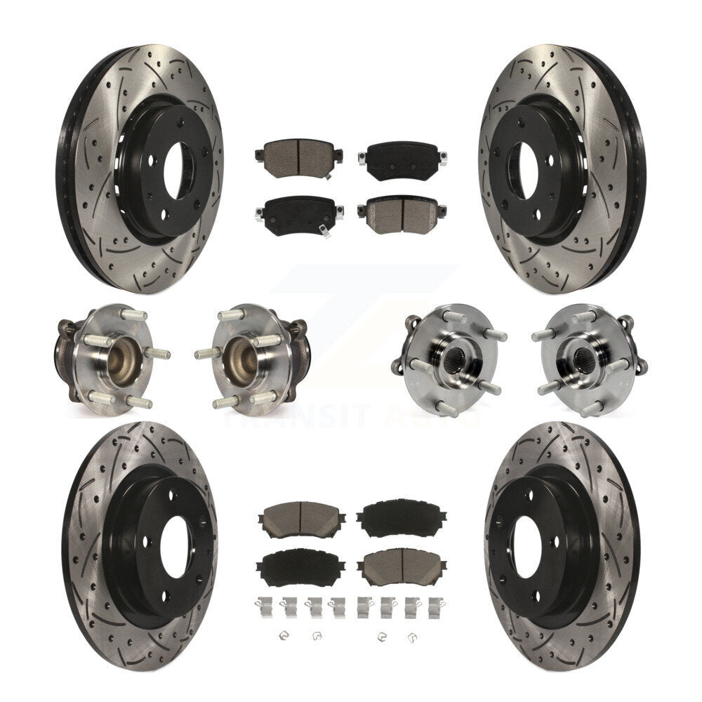 Front Rear Hub Bearing Coated Brake Rotor Pads Kit (10Pc) For Mazda 6 Naturally Aspirated KBB-125479