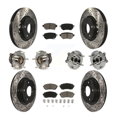 Front Rear Hub Bearing Coated Brake Rotor Pads Kit (10Pc) For Mazda 6 Naturally Aspirated KBB-125479
