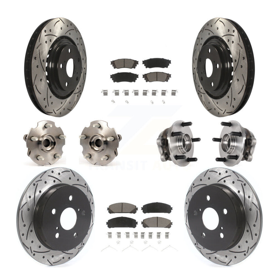 Front Rear Hub Bearing Coated Brake Rotor & Pads Kit (10Pc) For Lexus NX300 NX200t NX300h KBB-125491