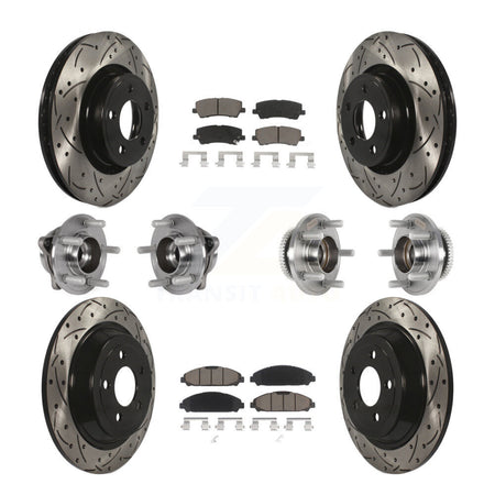 Front Rear Hub Bearing Coated Brake Rotor & Pads Kit (10Pc) For Ford Mustang V6 with 3.7L KBB-125494