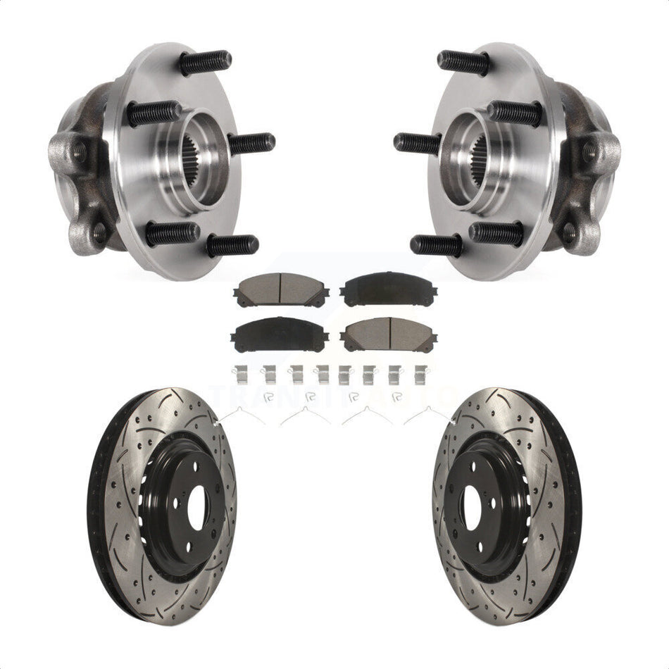 Front Hub Bearing Assembly Drilled Slot Brake Rotor Pad Kit For Lexus NX300 NX200t NX300h KBB-125505