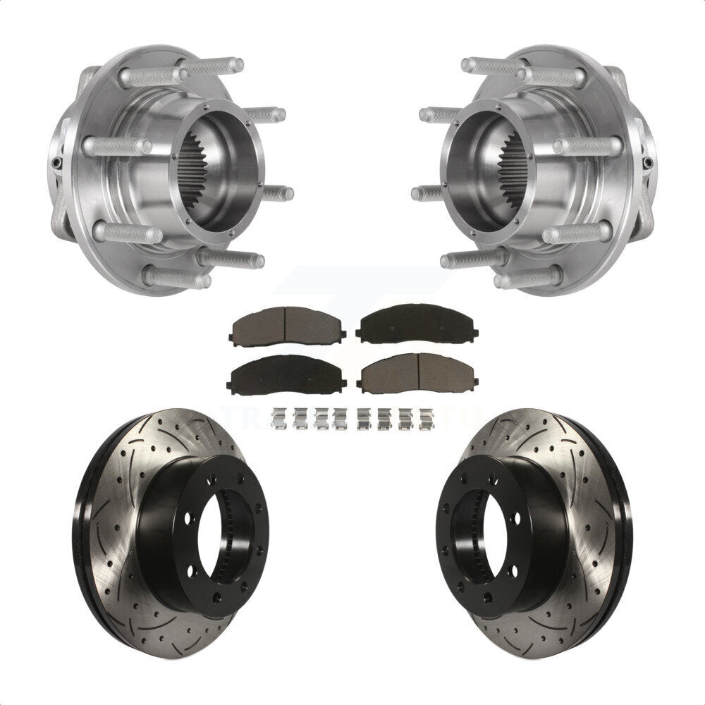 Front Hub Bearing Coat Drill Slot Brake Rotor Pad Kit For Ford F-350 Super Duty F-250 4WD KBB-125508