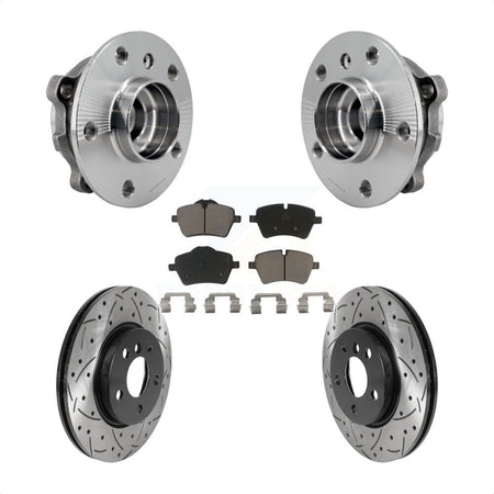 Front Hub Bearing Assembly Coated Drilled Slotted Brake Rotor And Pad Kit For Mini Cooper KBB-125510