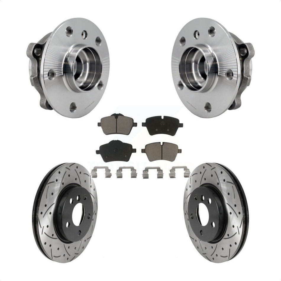 Front Hub Bearing Assembly Coated Drilled Slotted Brake Rotor And Pad Kit For Mini Cooper KBB-125510