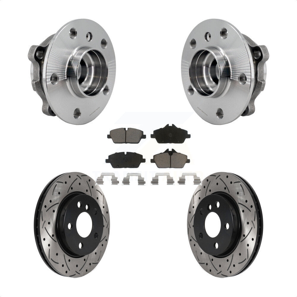 Front Hub Bearing Assembly Coated Drilled Slotted Brake Rotor And Pad Kit For Mini Cooper KBB-125511