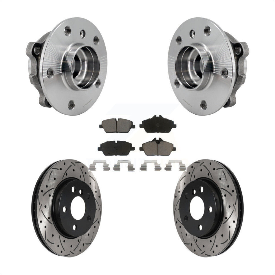 Front Hub Bearing Assembly Coated Drilled Slotted Brake Rotor And Pad Kit For Mini Cooper KBB-125511