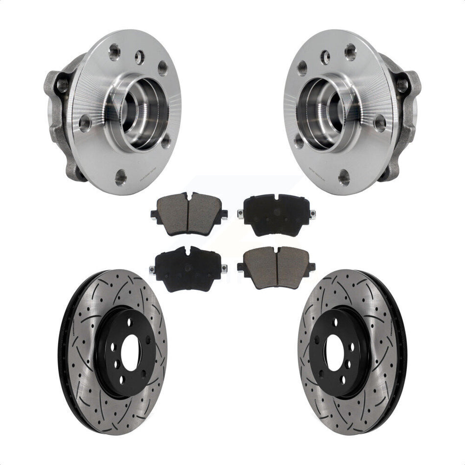 Front Hub Bearing Coat Drill Slot Brake Rotor Pads Kit For Mini Cooper Countryman Clubman KBB-125512
