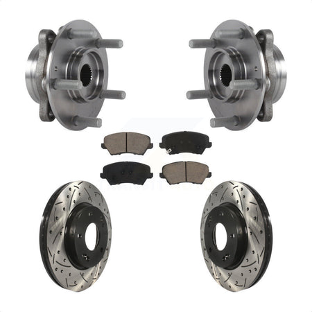Front Hub Bearing Assembly Drill Slot Brake Rotor Pad Kit For Hyundai Veloster Elantra GT KBB-125516