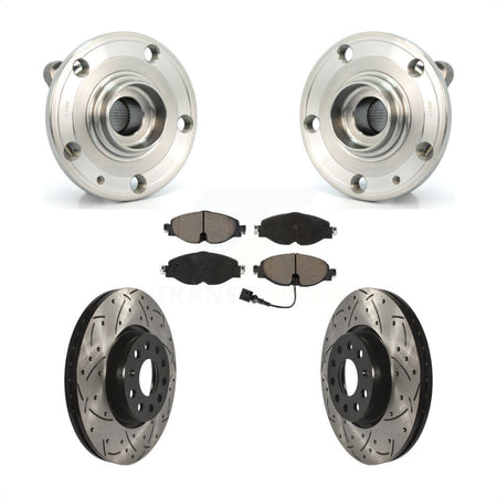 Front Hub Bearing Assembly Coated Drilled Slot Brake Rotor Pads Kit For Volkswagen Passat KBB-125518