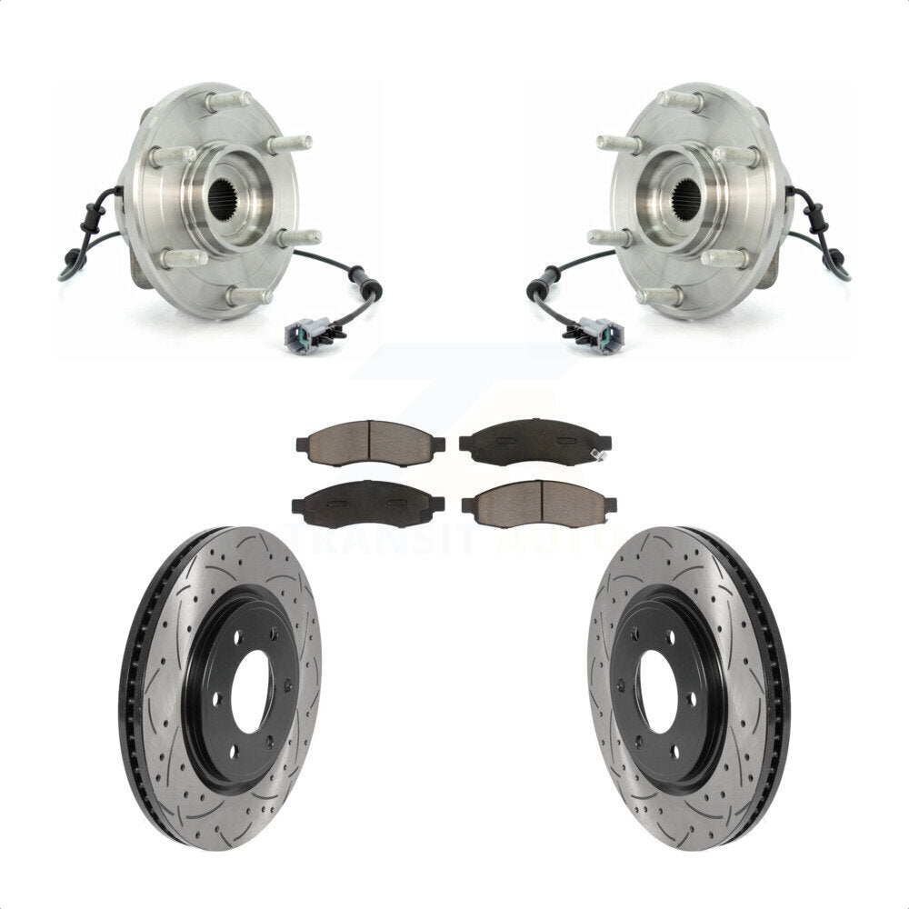 Front Hub Bearing Coated Drill Slot Brake Rotor Pads Kit For 2007 Nissan TITAN From 04 07 KBB-125523