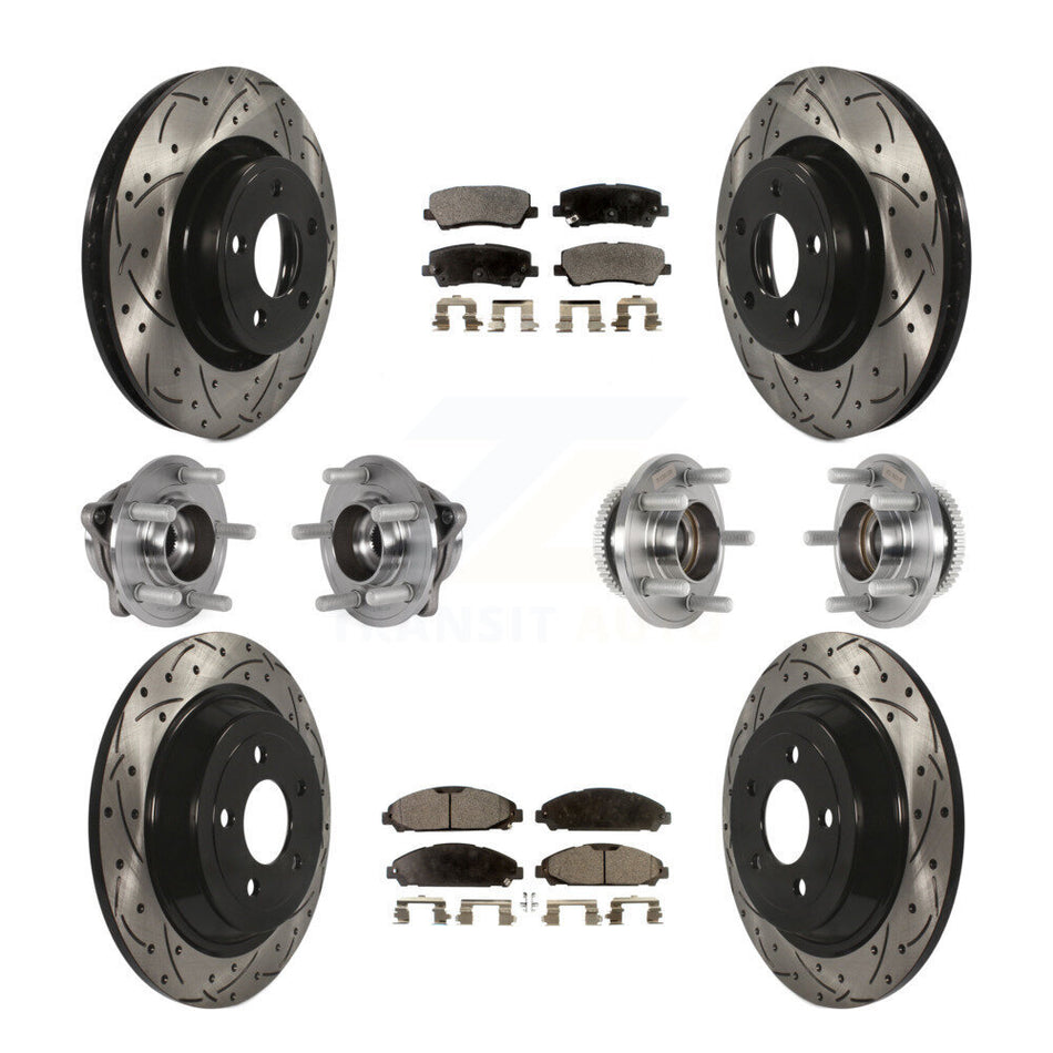 Front Rear Hub Bearing Coated Brake Rotor & Pads Kit (10Pc) For Ford Mustang V6 with 3.7L KBB-125535