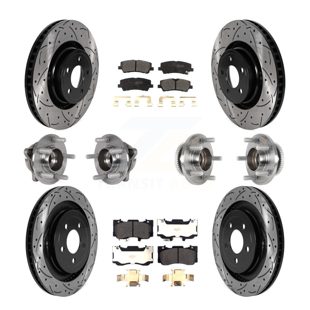 Front Rear Hub Bearings Coated Disc Brake Rotors And Pads Kit (10Pc) For Ford Mustang KBB-125537