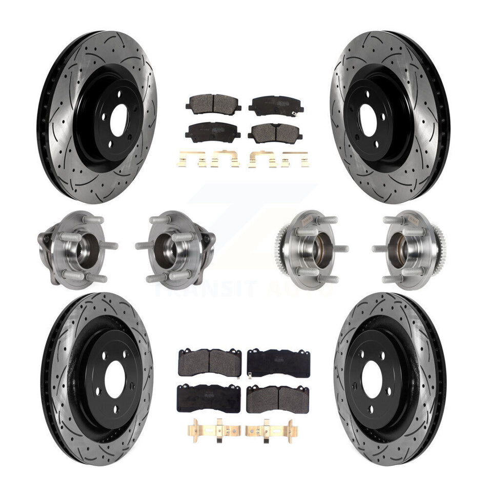 Front Rear Hub Bearings Coated Disc Brake Rotors And Pads Kit (10Pc) For Ford Mustang KBB-125539