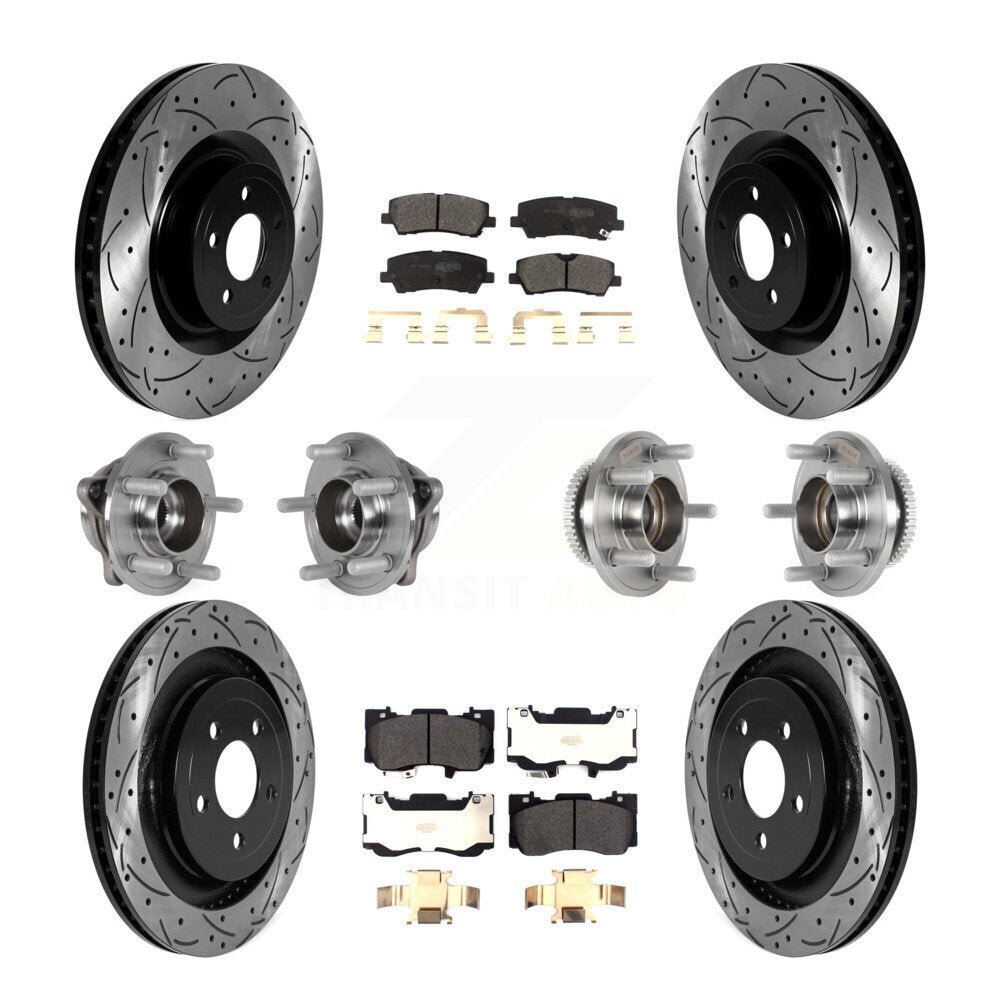 Front Rear Hub Bearings Coated Disc Brake Rotors And Pads Kit (10Pc) For Ford Mustang KBB-125540