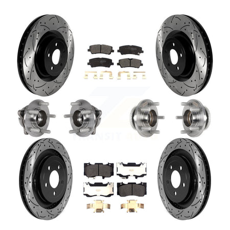 Front Rear Hub Bearings Coated Disc Brake Rotors And Pads Kit (10Pc) For Ford Mustang KBB-125540