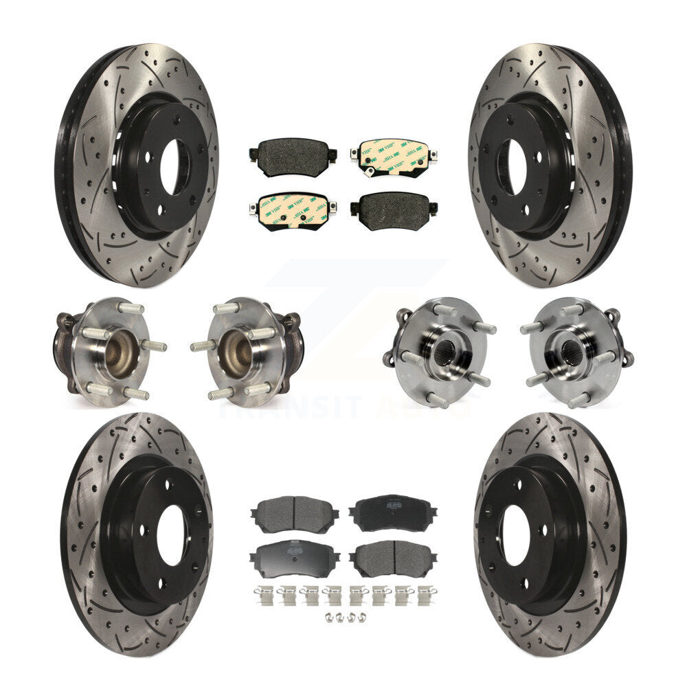 Front Rear Hub Bearing Coated Brake Rotor Pads Kit (10Pc) For Mazda 6 Naturally Aspirated KBB-125543