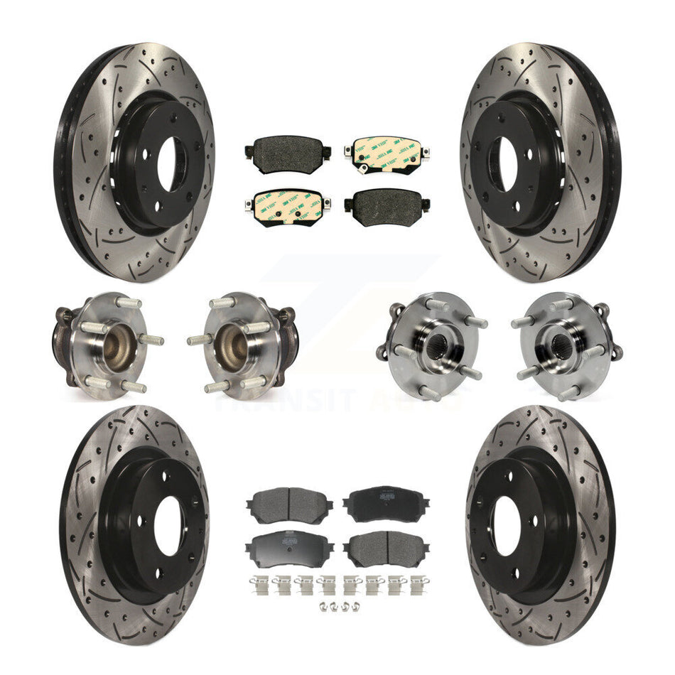 Front Rear Hub Bearing Coated Brake Rotor Pads Kit (10Pc) For Mazda 6 Naturally Aspirated KBB-125543