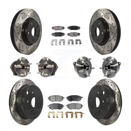Front Rear Hub Bearing Assembly Coated Disc Brake Rotor And Pad Kit (10Pc) For Subaru WRX KBB-125562