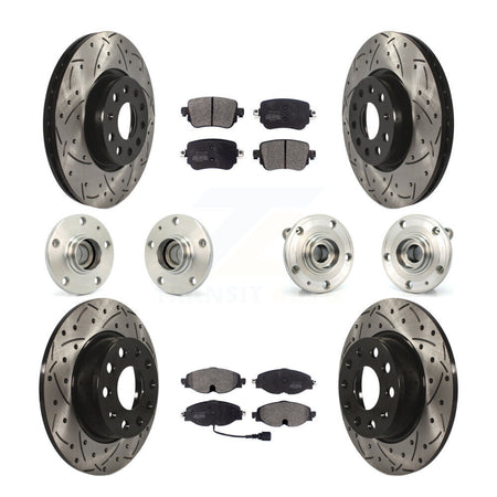 Front Rear Hub Bearing Coated Disc Brake Rotors And Pads Kit (10Pc) For Volkswagen Passat KBB-125570