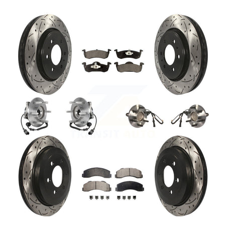 Front Rear Hub Bearing Coated Brake Rotor Pads Kit (10Pc) For Ford Expedition Lincoln RWD KBB-125571