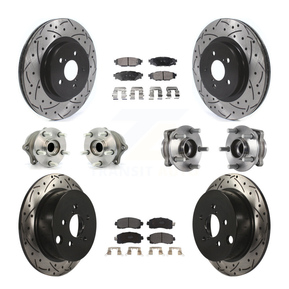 Front Rear Hub Bearings Coated Disc Brake Rotors And Pads Kit (10Pc) For Subaru Crosstrek KBB-125574