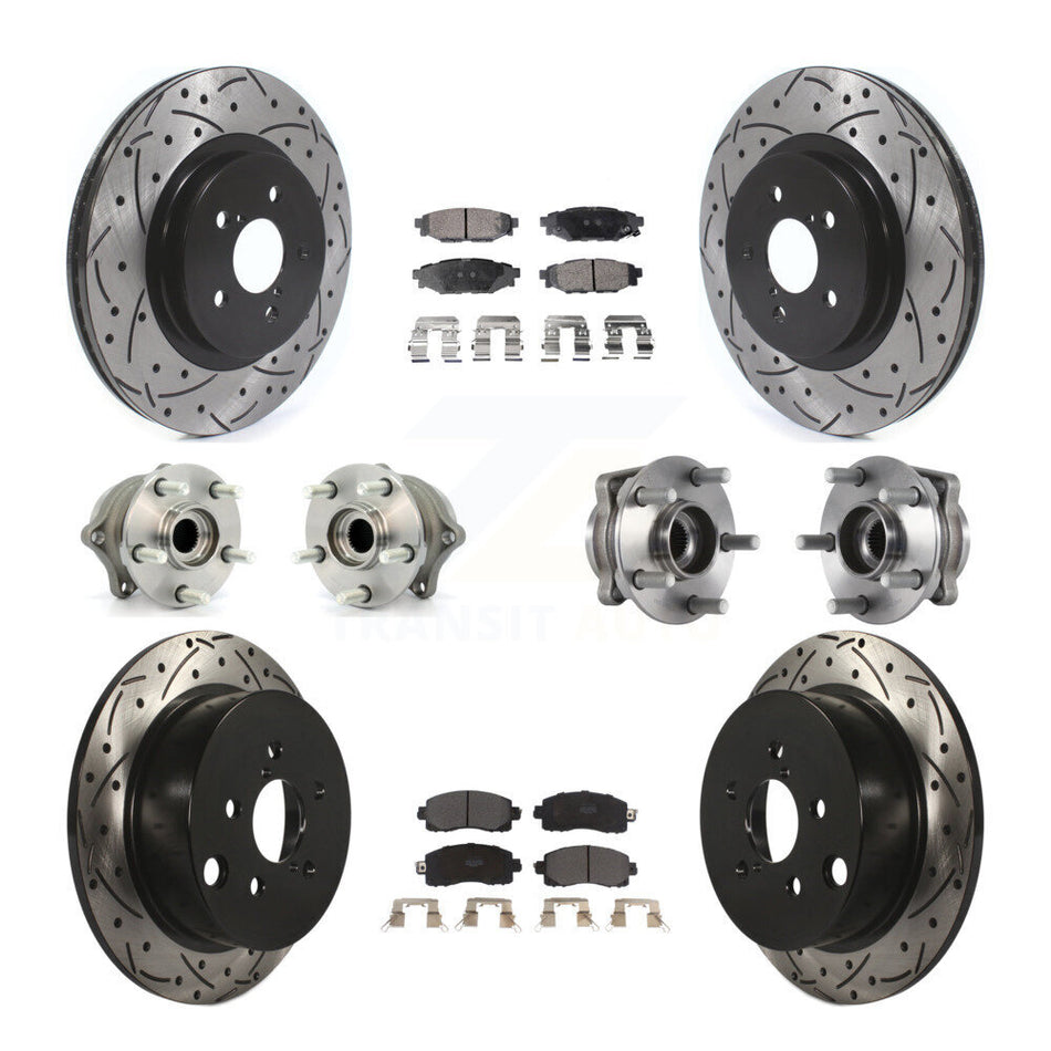 Front Rear Hub Bearings Coated Disc Brake Rotors And Pads Kit (10Pc) For Subaru Crosstrek KBB-125574
