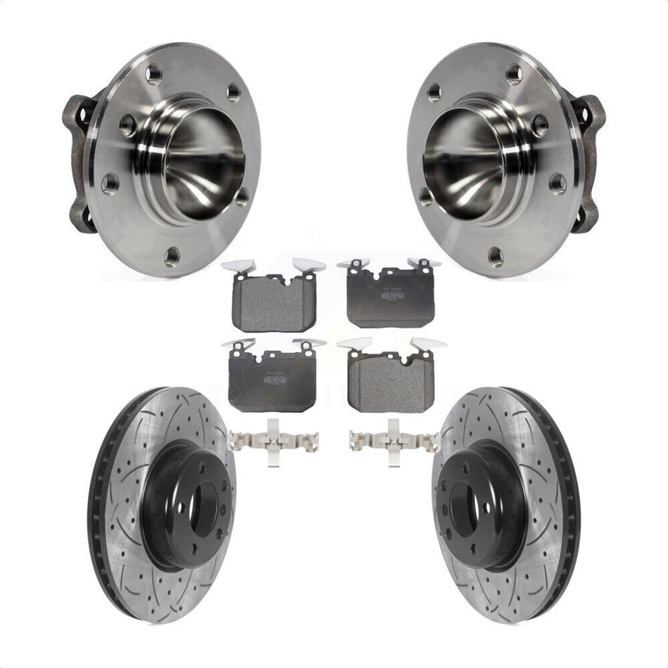 Front Hub Bearing Coated Drill Slot Brake Rotor Pad Kit For 2013 BMW 328i Sedan with 3.0L KBB-125584