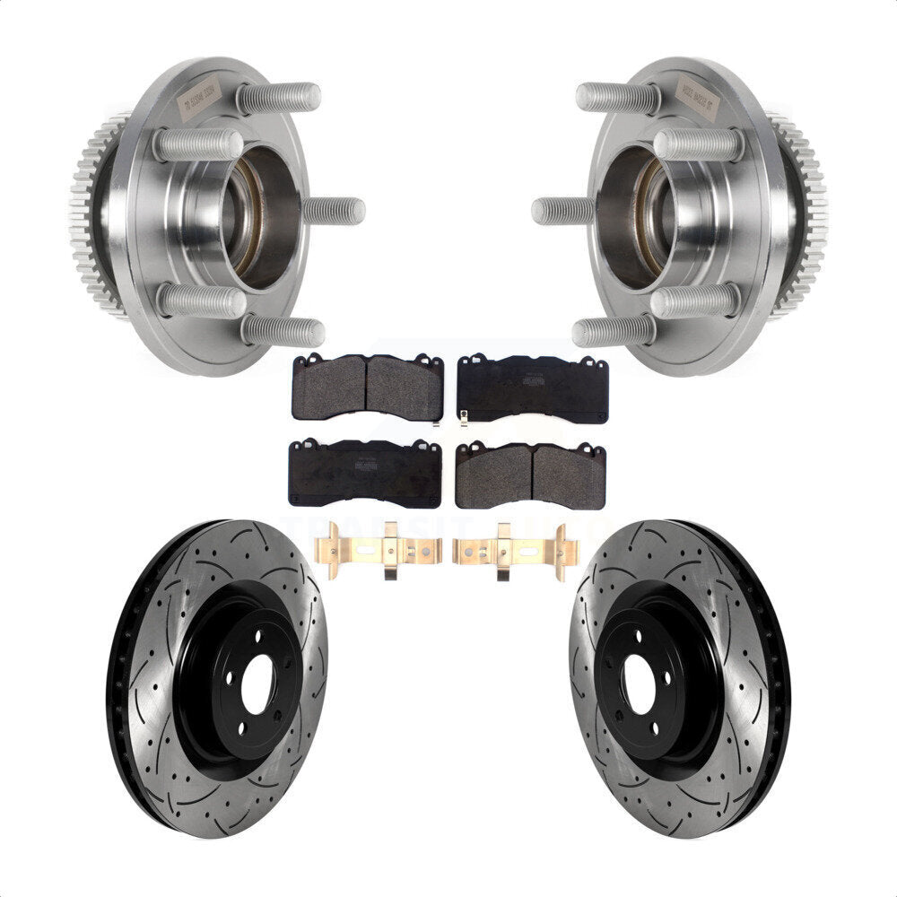 Front Hub Bearing Coat Drill Slot Brake Rotor Pad Kit For Ford Mustang With Brembo Brakes KBB-125587